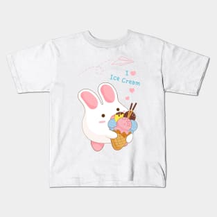 Ice Cream Cone Bunny Kids T-Shirt